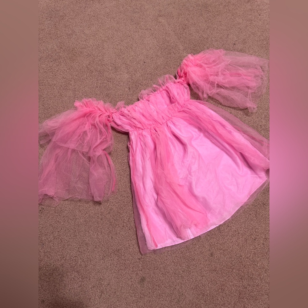 Elegant Pink Ruffle Mini Dress
